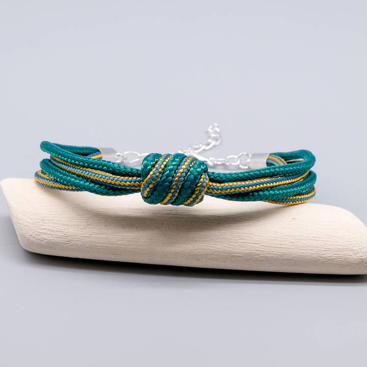 La Fabrique du Noeud – Engroshandel Flettet armbånd – Paracord-armbånd med grøn og gul spiralknude3