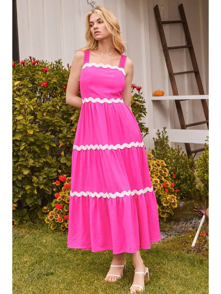 Oddi - Wholesale Dress - Women's - Plus Solid Tiered Midi Dress