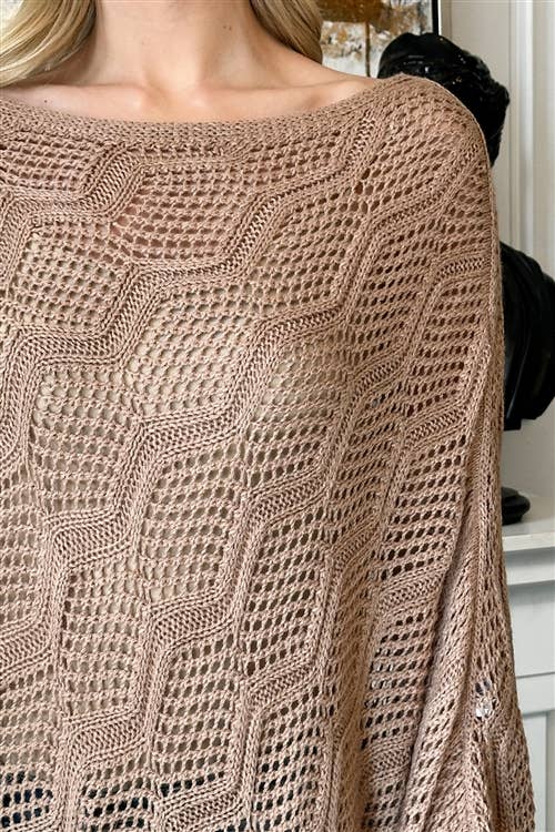 MYS Wholesale Inc - Wholesale Poncho - Women's - Knitted Net Wave Pattern Fringe Tassel Poncho11