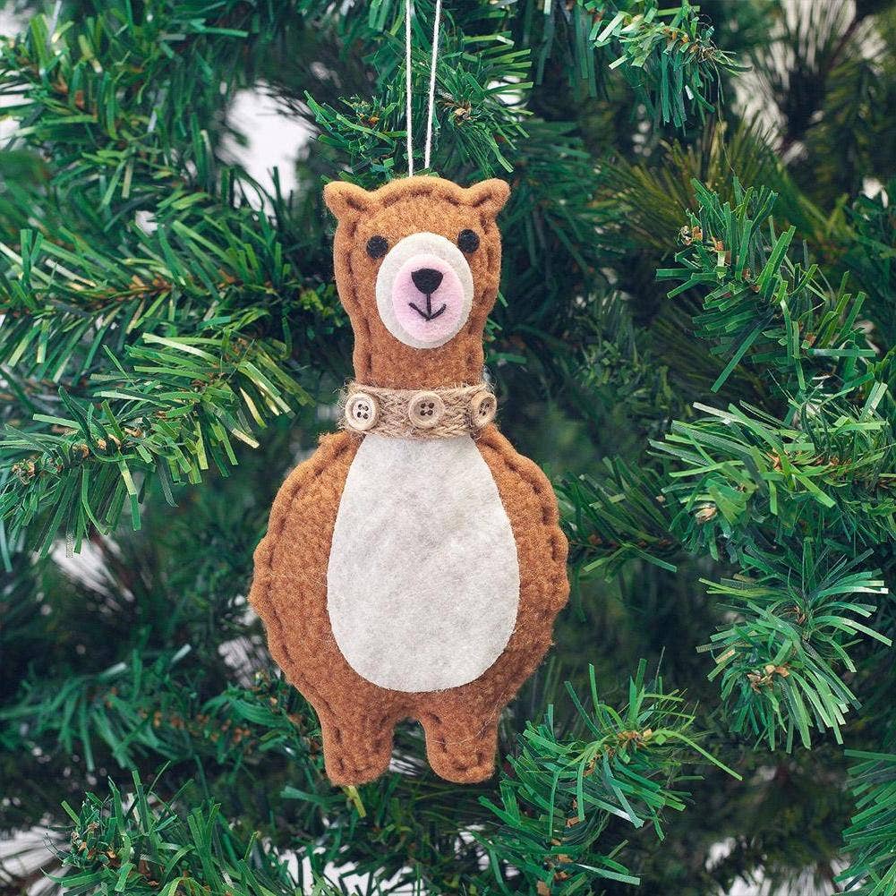 Choice Alpaca Products - Wholesale Ornament Set - Classic Handmade Felt Alpaca Tree Hanging Ornament Set3
