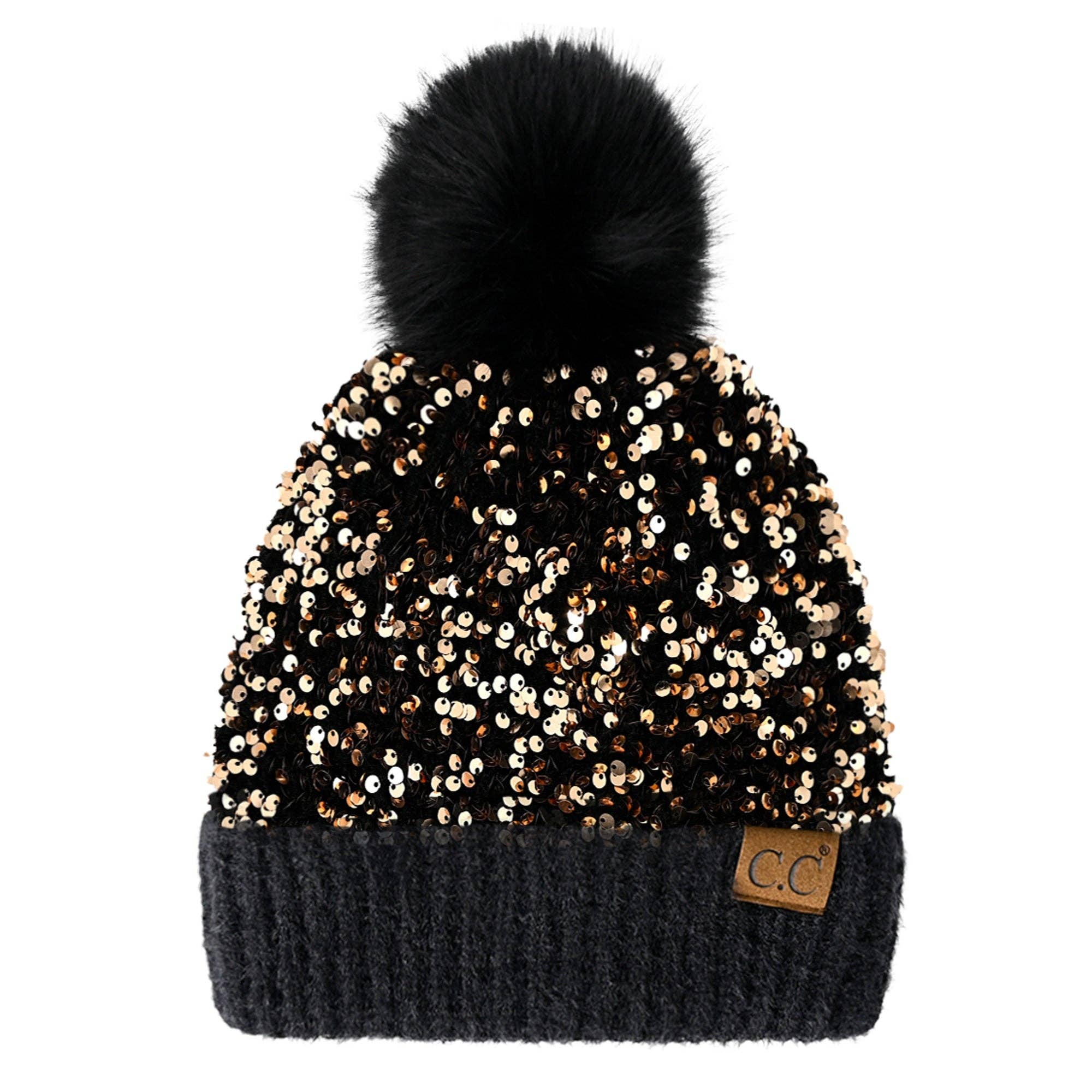Truly Contagious - Wholesale Beanie - Dames - CC Pom muts met pailletten en pailletten (HTE0012) (HTE0017)1