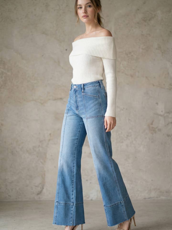 EKO-VÄNLIGT TYG MAGKONTROLL PALAZZOJEANS för wholesale av ARTEMIS VINTAGE