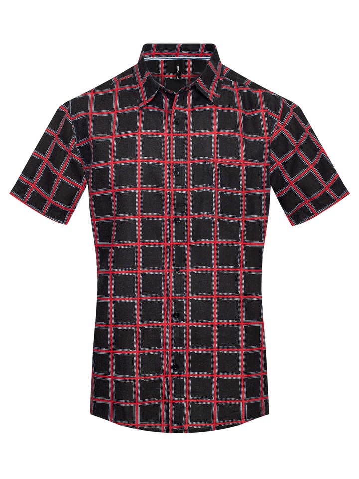 Printed MPS-3008 Abstract Geometric Print Short-Sleeve Shirt for wholesale on Faire