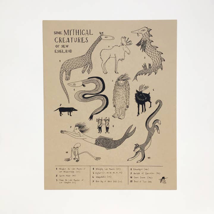 As Little Cooking as Possible - Wholesale Poster - Some Mythical Creatures of New England | Screen-Print 1