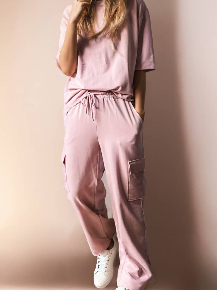 Half Sleeve Casual T-Shirt & Cargo Sweatpants Set for wholesale by LA Society