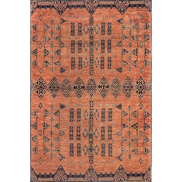 Rust Quincy Cotton-Blend Traditional Area Rug for wholesale on Faire8
