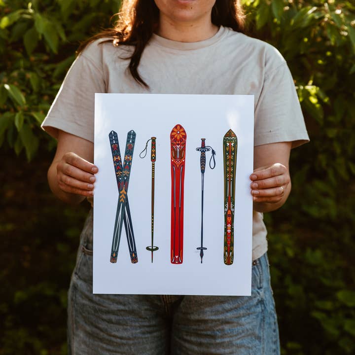 Nordic Skis Apres Print Wall Art for wholesale by Hinterland Goods