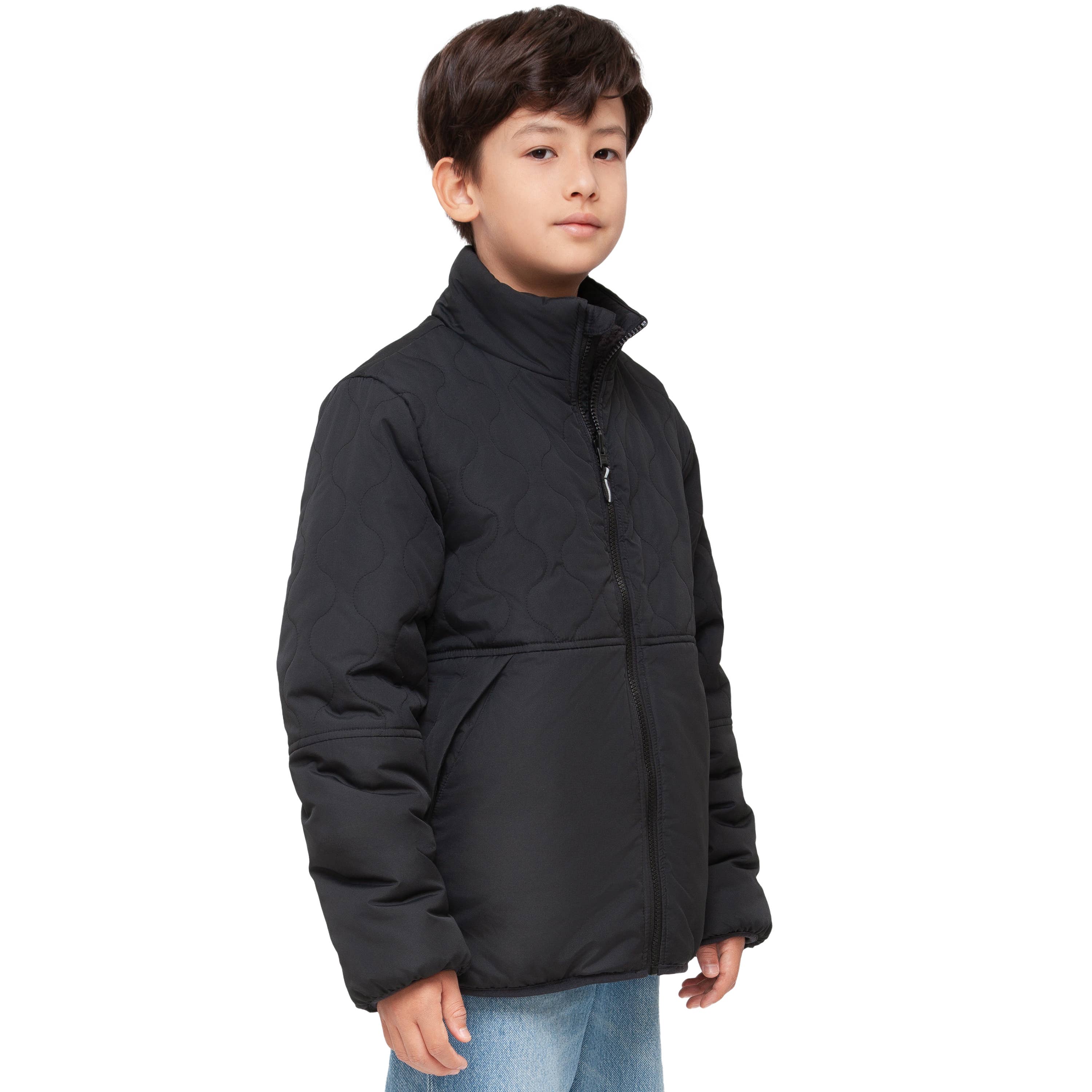 Rokka & Rolla - Wholesale Puffer Jacket - Kids - Boys' Reversible Quilted Jacket Fleece Puffer Coat19