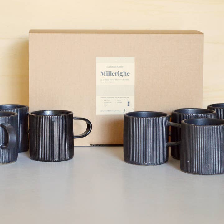 Karolina Bednorz Ceramics - Wholesale Coffee Mug - MILLERIGHE * CASE OF 8 * Ceramic Mug Handmade in Italy