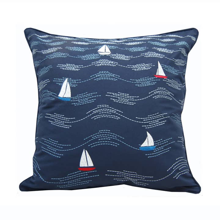 Cape Series Modern Waves Indoor/Outdoor Throw Pillow for wholesale by Rightside Design