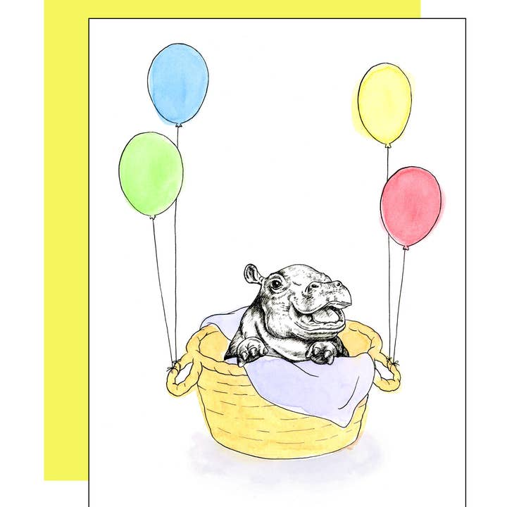 Carte Bébé Hippopotame pour la vente par Erin A. Ellis
