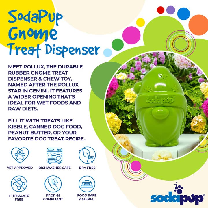 SodaPup Dog Toys - Vendita all'ingrosso Giocattolo da masticare - Cani - Dispenser durevole per snack in gomma sintetica PUP-X a forma di gnomo2