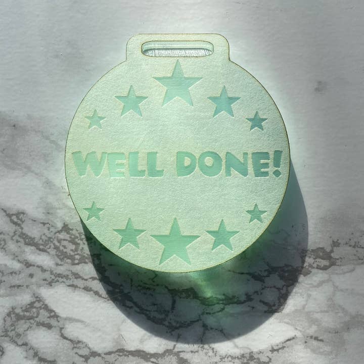 Well Done Medal Silicone Mould, childrens award, medal, gold for wholesale by EllaRaeMouldsVinyls
