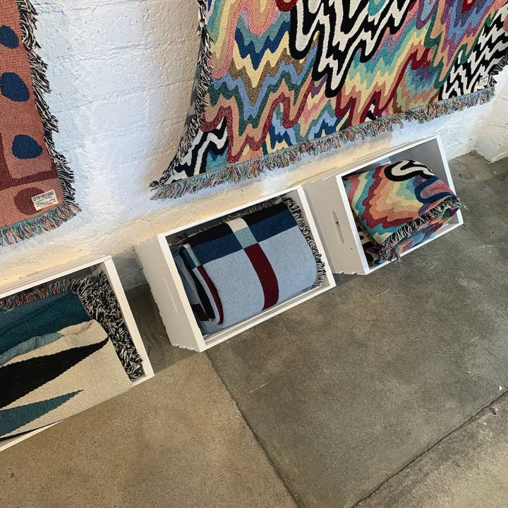 OPEN EDITIONS – wholesale Throw blanket – Woven Cotton Blanket // She Wore Skyblue // Jordan Ann Craig