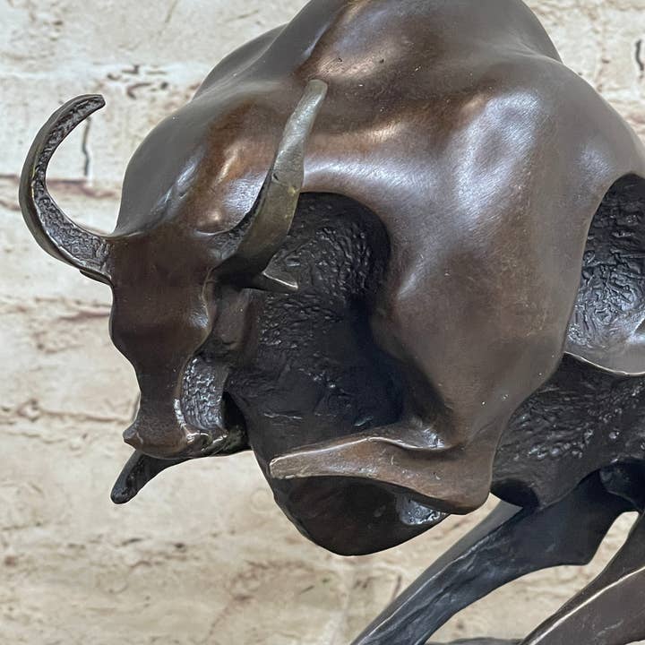 Bronzhaus - Vente Sculpture - Statue de taureau en bronze d'art moderne Milo originale abstraite milieu du siècle