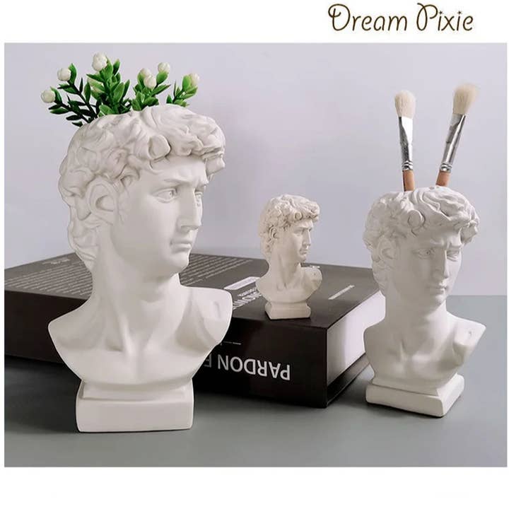 BuddhAayurveda - Venta al por mayor Escultura - Preciosa maceta con forma de cabeza de David para decoración del hogar a granel