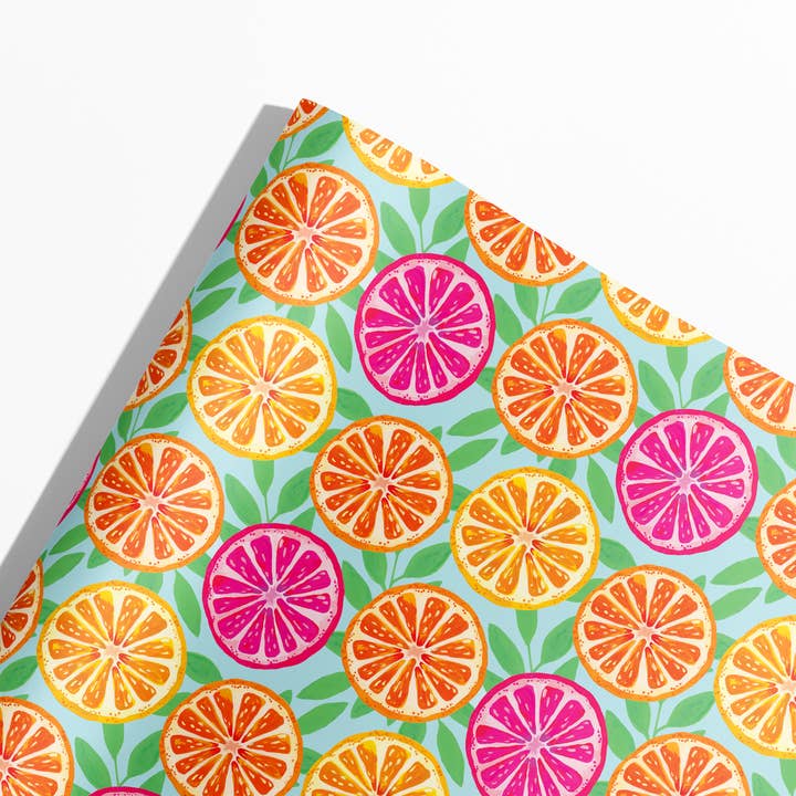 Gert & Co - Wholesale Wrapping Paper Roll - Bright Oranges Gift Wrap | Bright Citrus Wrapping Paper
