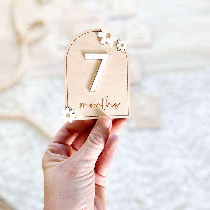 Claire and Bella - Wholesale Milestone Art/Keepsake - Kids & Baby - Wooden Monthly Milestone Set - Daisy5