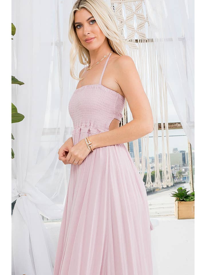 Sweet Lovely by Jen – Großhandel Kleid – Damen – MAXIKLEID MIT RÜCKENAUSSCHNITT UND GESMOKTEM STUFENROCK25