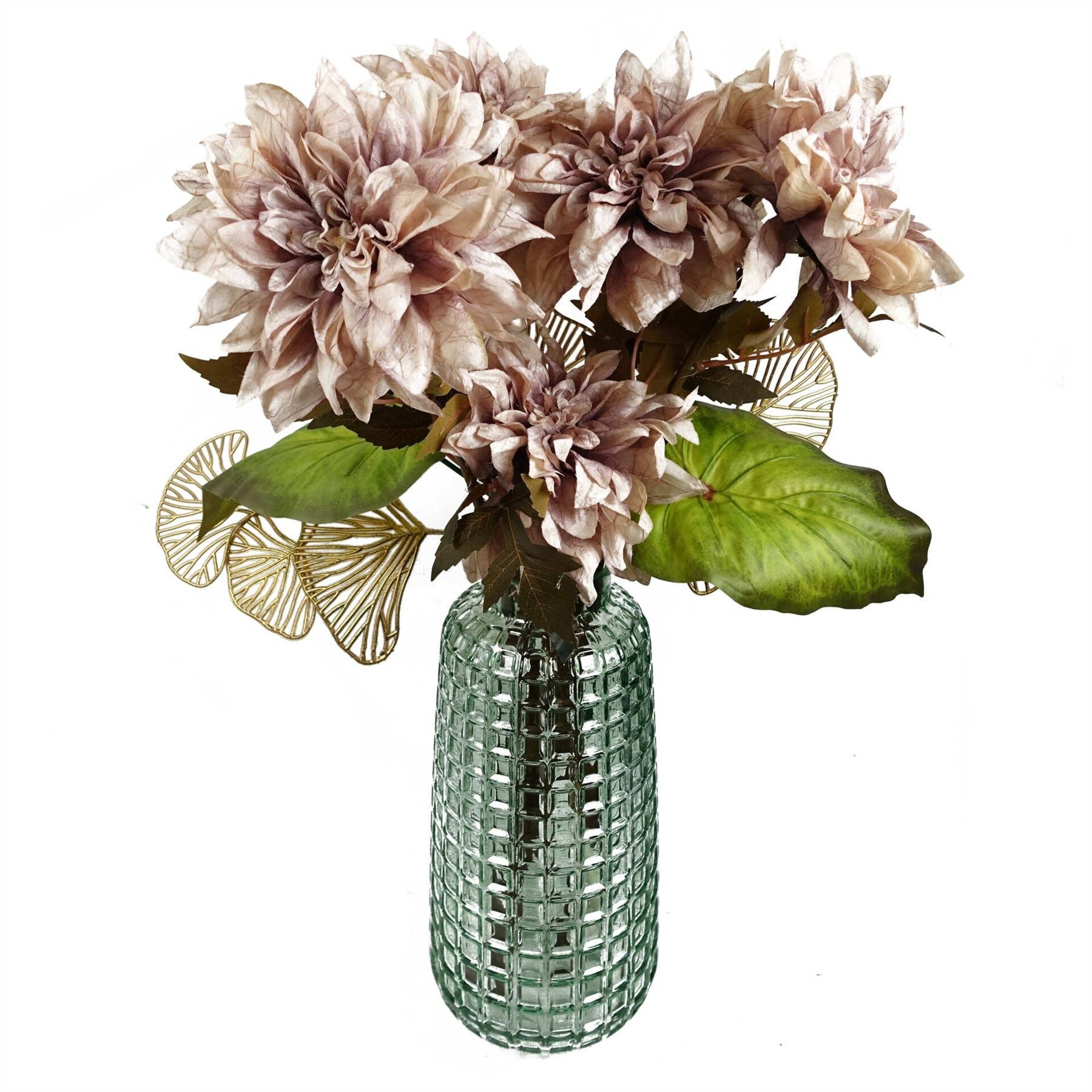 Leaf Design UK LTD - Venta al por mayor Flores artificiales - Tallo de flor de dalia de 55 cm, color rosa empolvado3