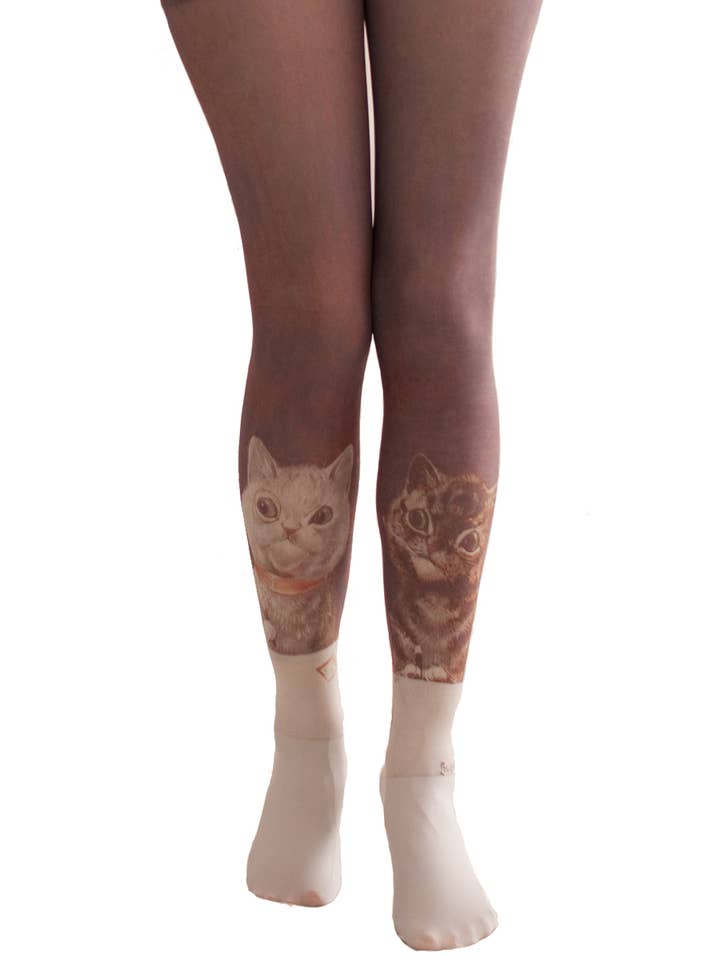 Tabbisocks - Wholesale Tights - Women's - BACHELOR PARTY BY LOUIS WAIN CAT KITTY Printed Art Tights