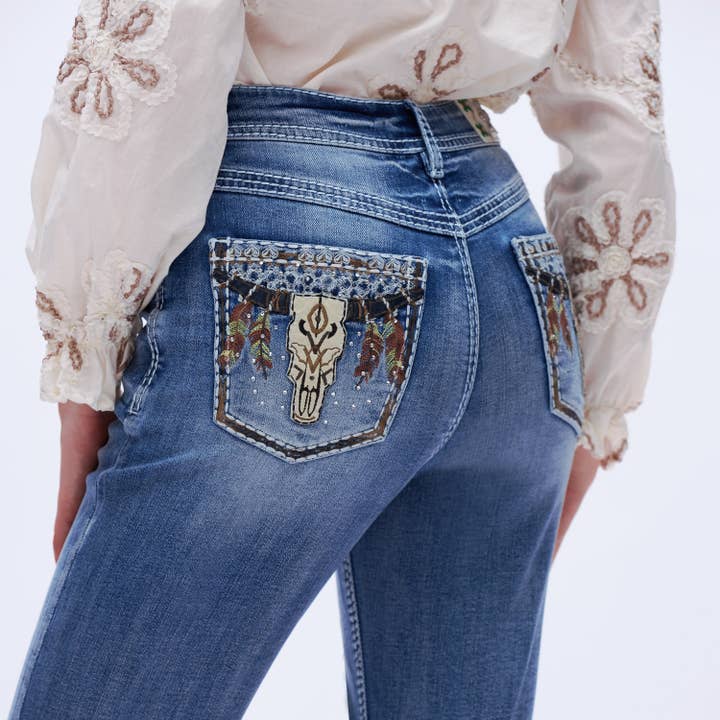 Jean bootcut taille haute DEF1004 pour la vente par DOSSEVISU