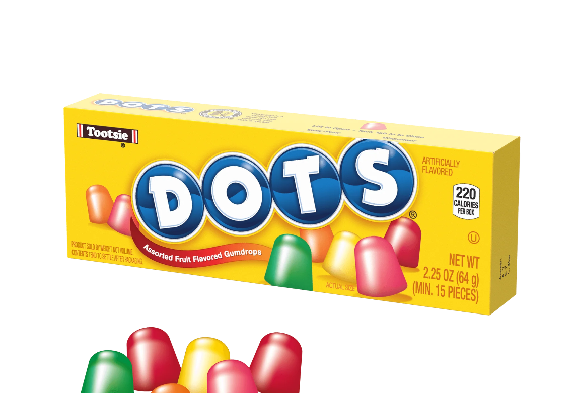 Snacky Candy - Vente Bonbons gélifiés - DOTS Original Assorted Gum Drops 2,25 oz 24 unités0