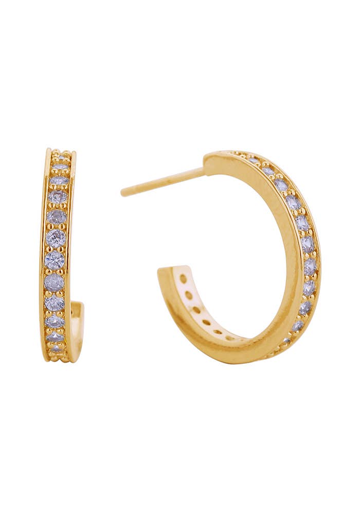 Hana – Engroshandel Hoops – 14K Daily CZ Pave Hoop Post ørering0