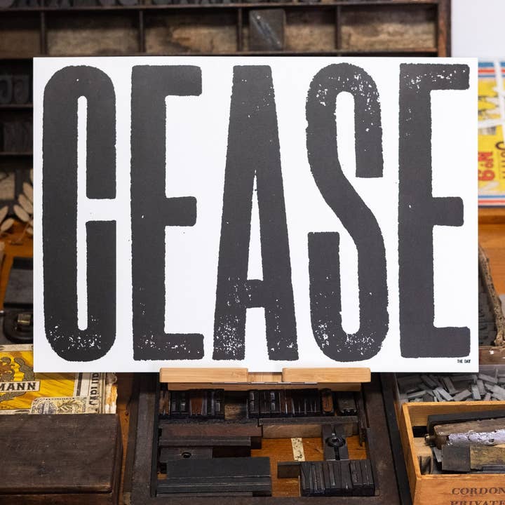 The Passenger Press – wholesale Art print – Cease The Day Letterpress Print - A31