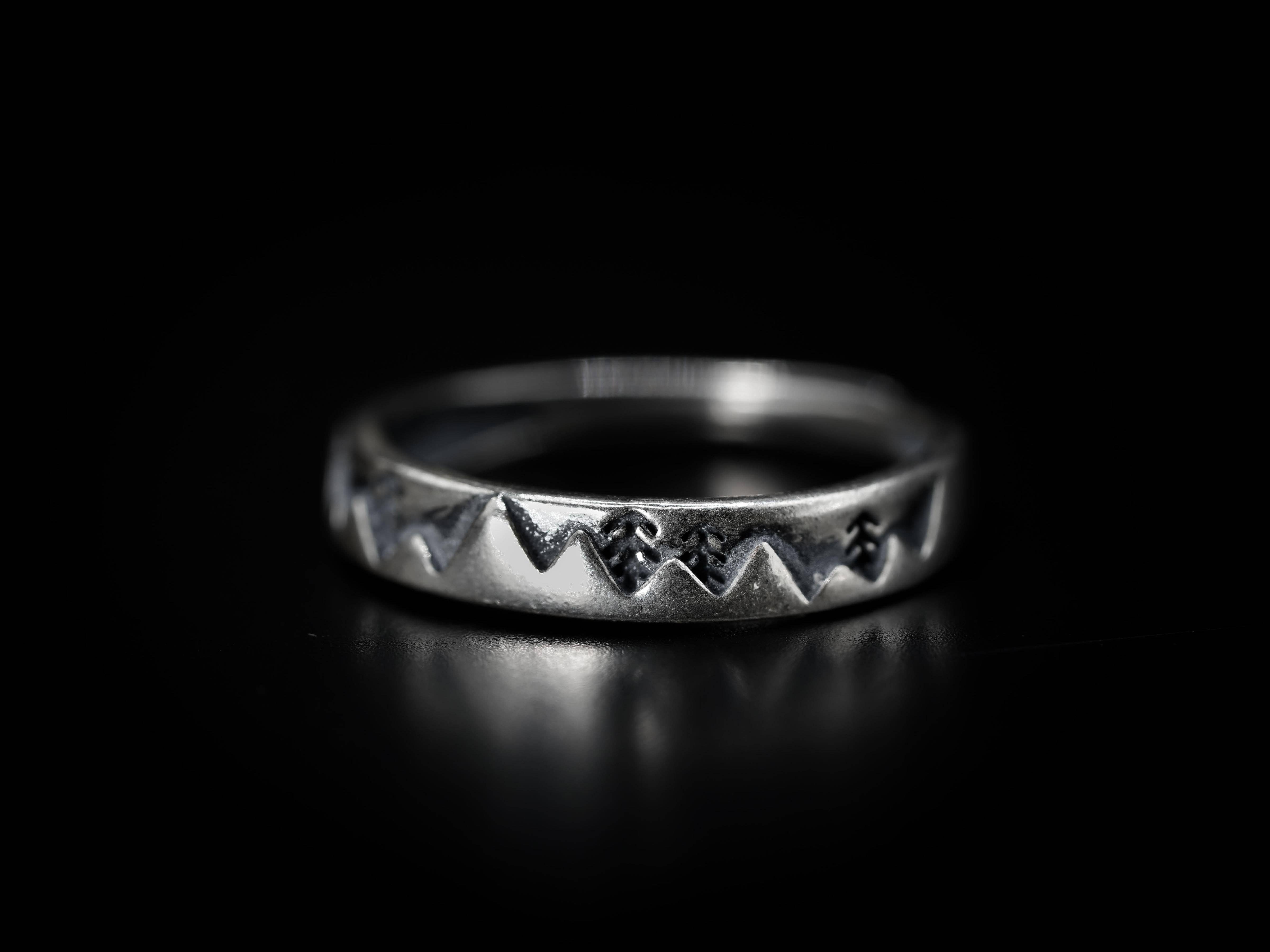 Black Feather Design – wholesale Band/stacked ring – Mountain Ring - Adjustable - Minimalist - 925 Silver4