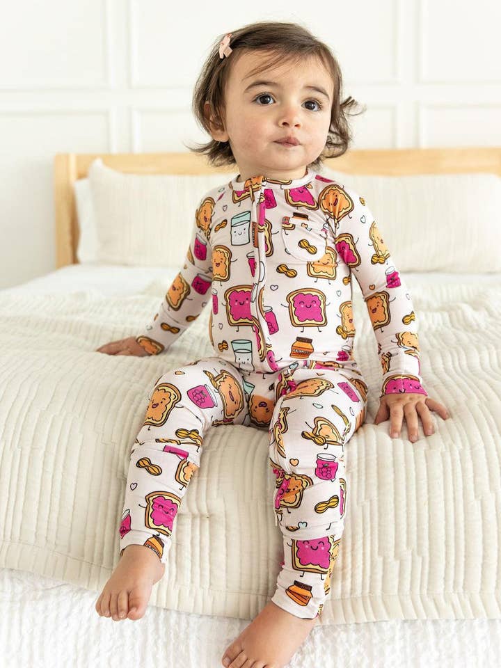 PB & Grape - Wholesale Jumpsuit - Baby - Peanut Butter Jelly Zip Romper