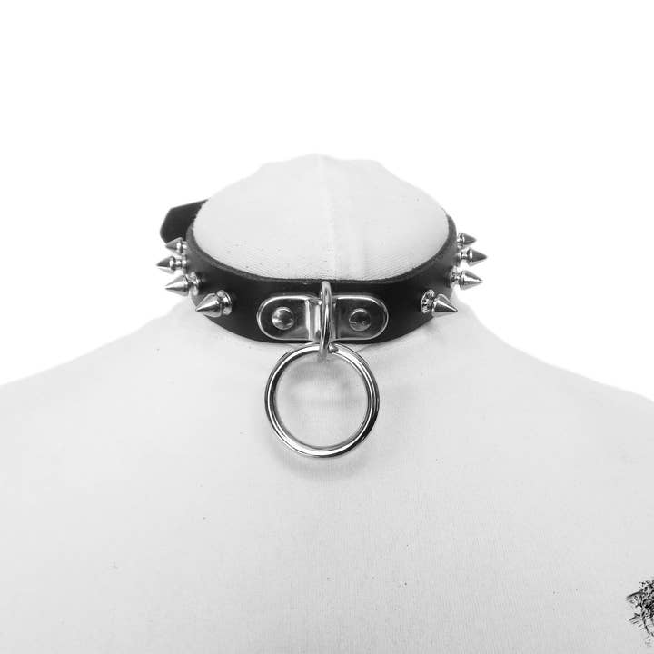 8th Sin - Wholesale Choker/collar - Black Studded D and O Ring Choker - Black Studded Collar5