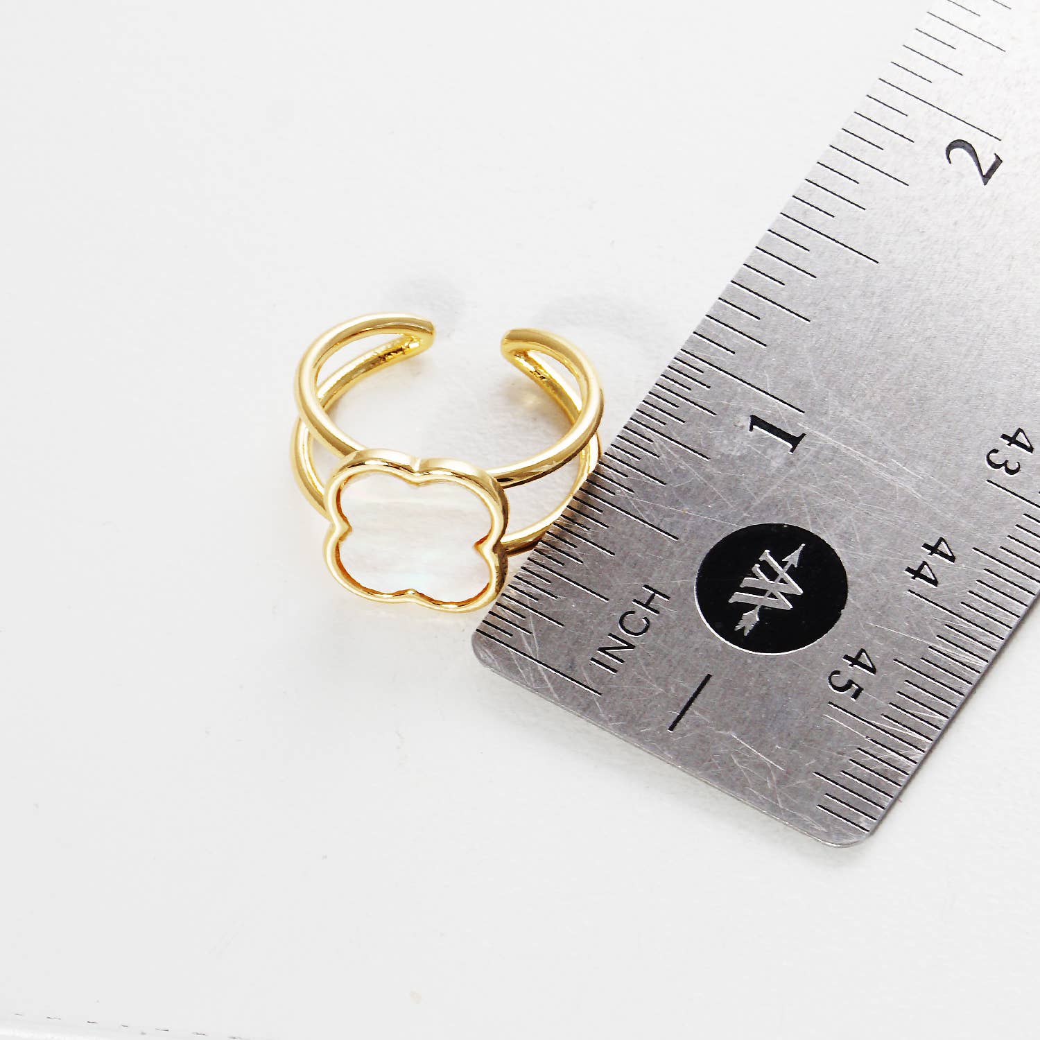 G Gold-Dipped Clover Adjustable Ring for wholesale on Faire1