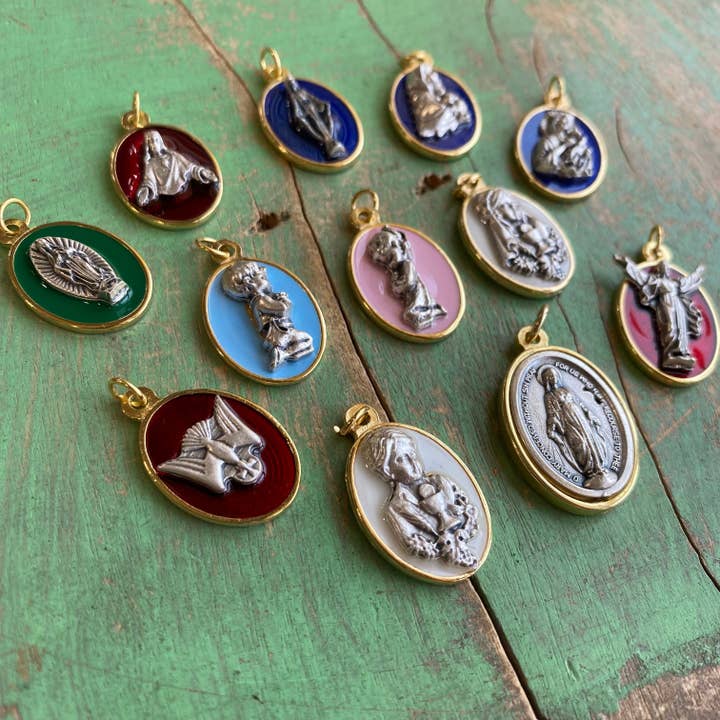 Love and Honor Jesus LLC - Wholesale Individual Charm/Pendant - Enamel Italian Medal Devotional Medals