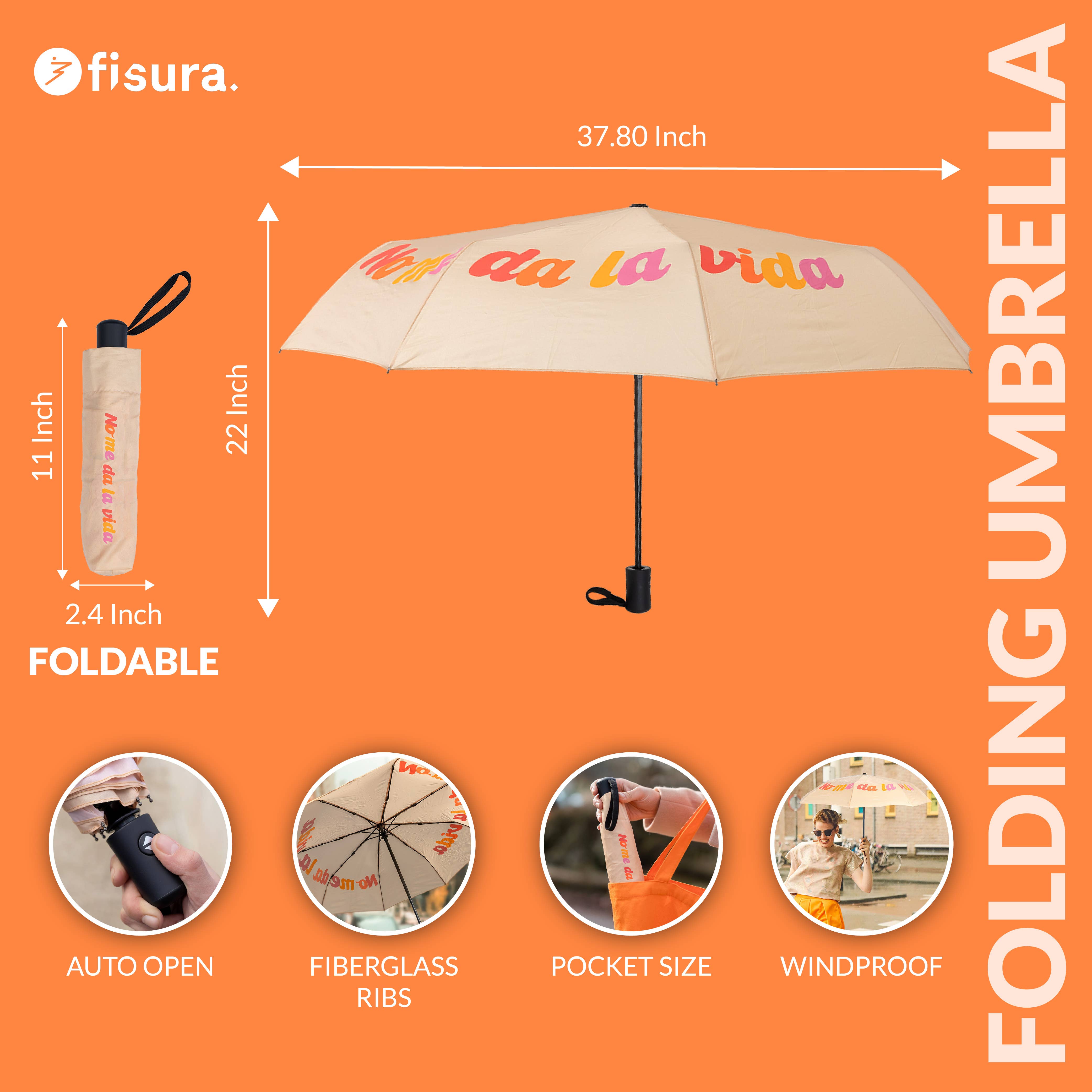 Fisura - Wholesale Umbrella - Unisex - Beige folding umbrella "I don't have the time"4