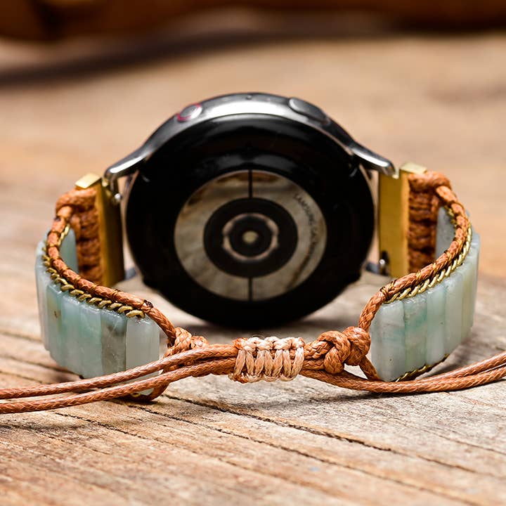 Free Spirit Shop - Vente Bracelet de montre – femme - Bracelet de montre Amazonite Samsung/Garmin, bracelet bohème perlé2