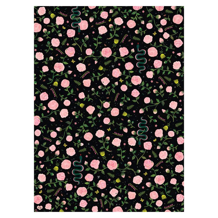 Midnat Botanisk Gave Wrap Sheet for engroshandel hos Girl w/ Knife