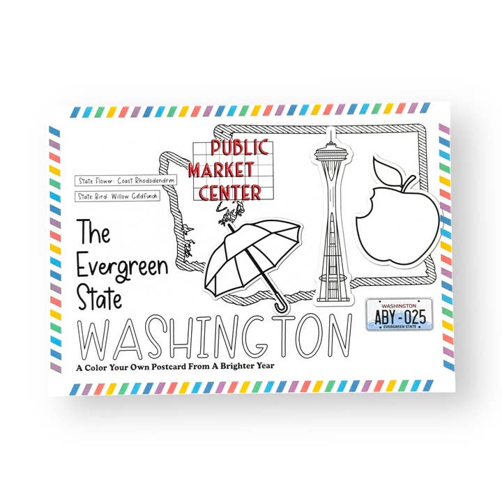 Color Your Own Washington State Postcard for wholesale by A Brighter Year
