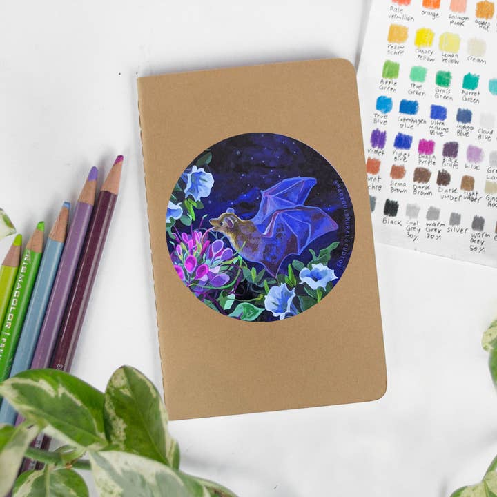 Marigold Art Studios - Wholesale Sticker - Bat Pollinating Flowers Sticker1