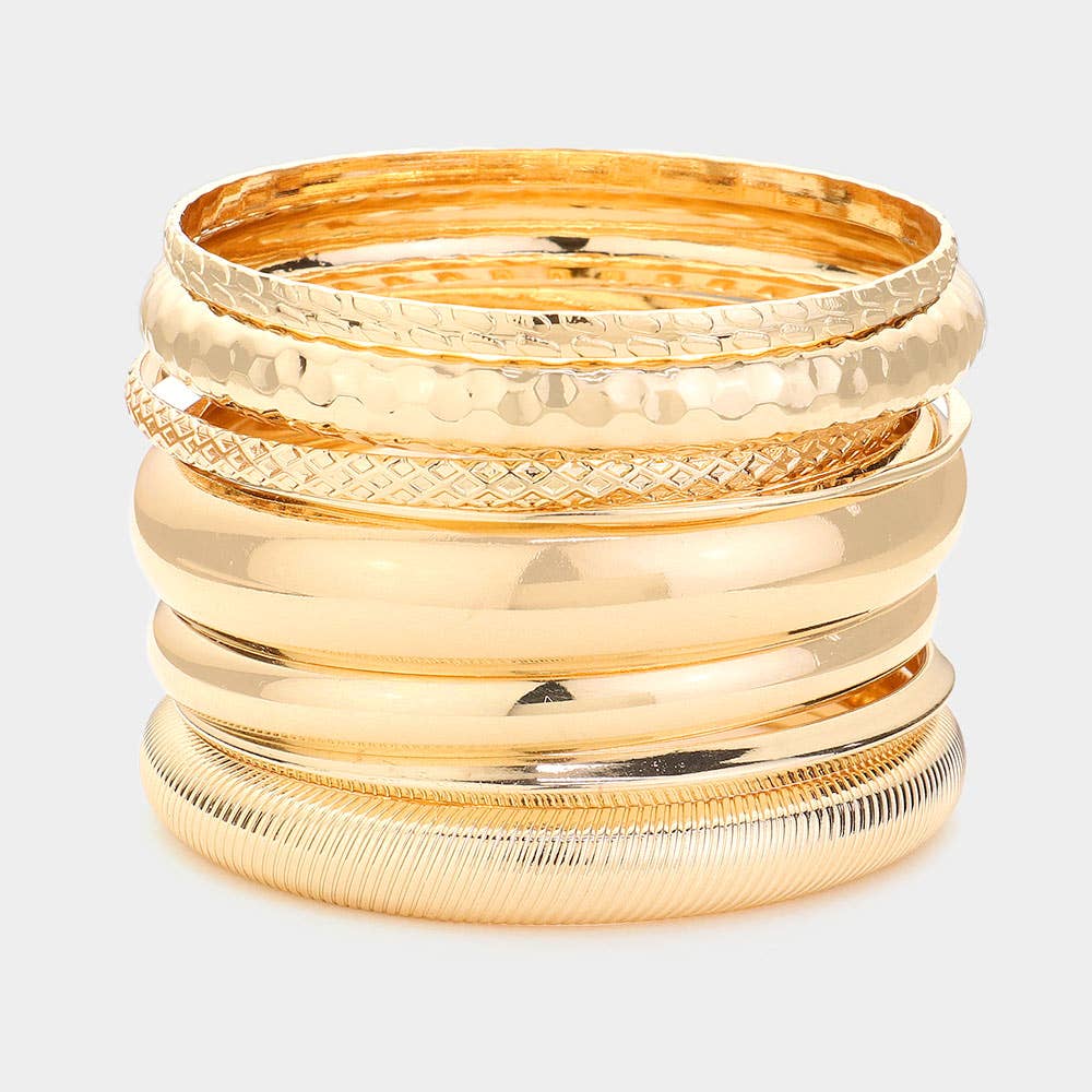 Sensibling Corp. - Wholesale Jewelry Set - 10PCS - Metal Multi Layered Bangle Bracelets