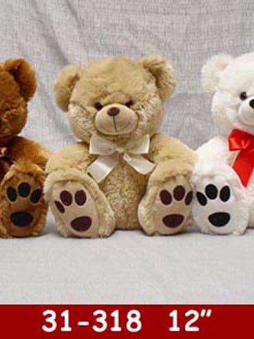 31-318 3 colors teddy stuffed bear-12" for wholesale by Roma Leathers, Inc.