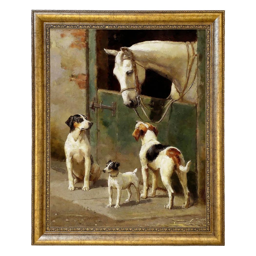 Madison Bay Co. - Historical Home Decor Reproductions - Wholesale Art Print - Dog and Horse at Stable Vintage Painting Print on Canvas55