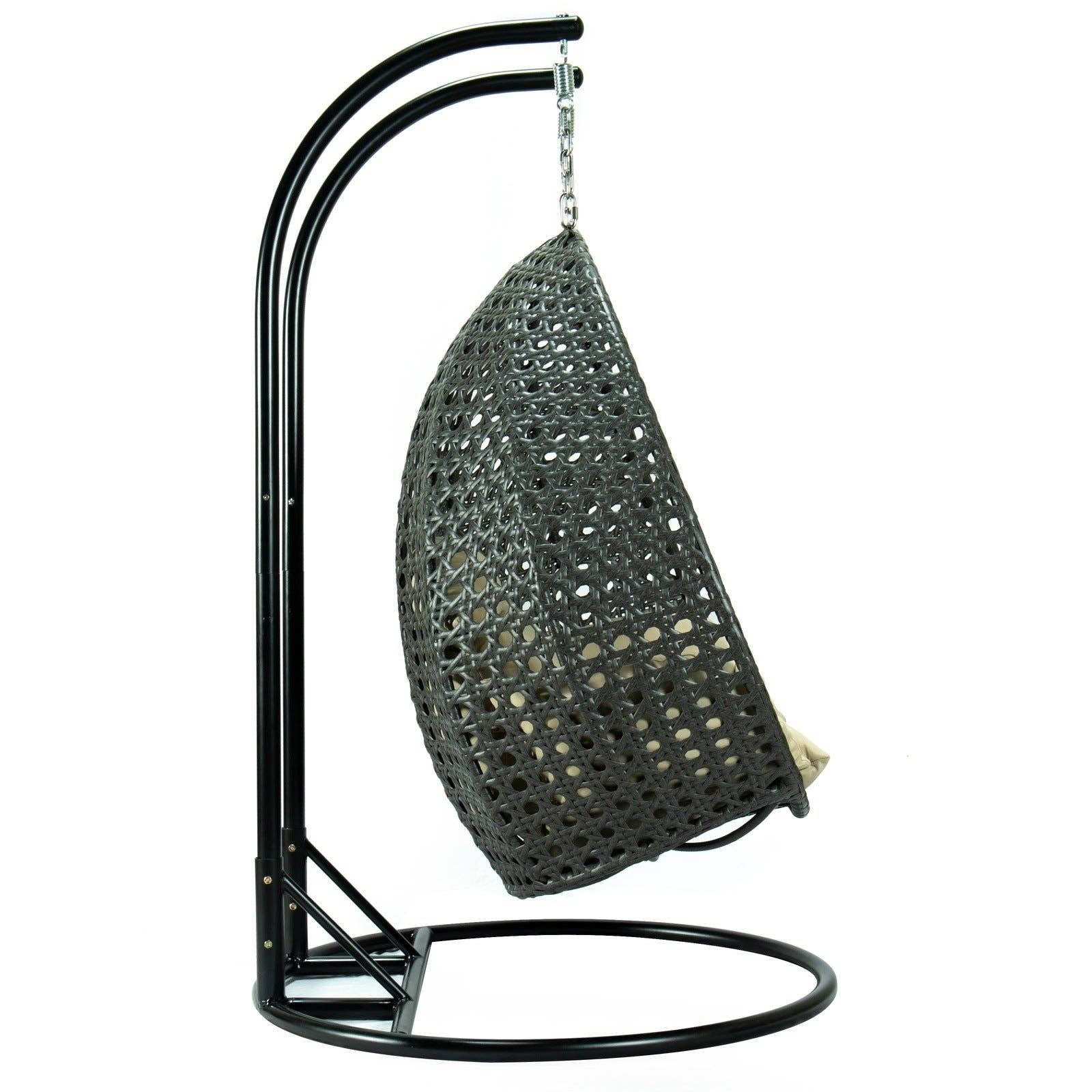 LeisureMod - Wholesale Egg Chair - Modern Charcoal Wicker Hanging Double Seater Egg Swing Chair108