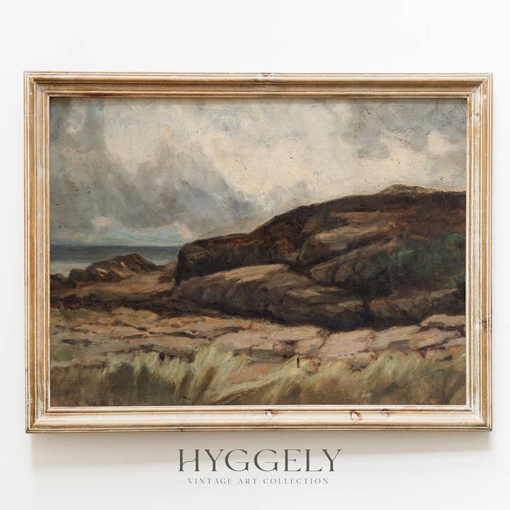 Hyggely – wholesale Konsttryck – Antik jordnära oljemålning | Dämpat landskap Art Print L129