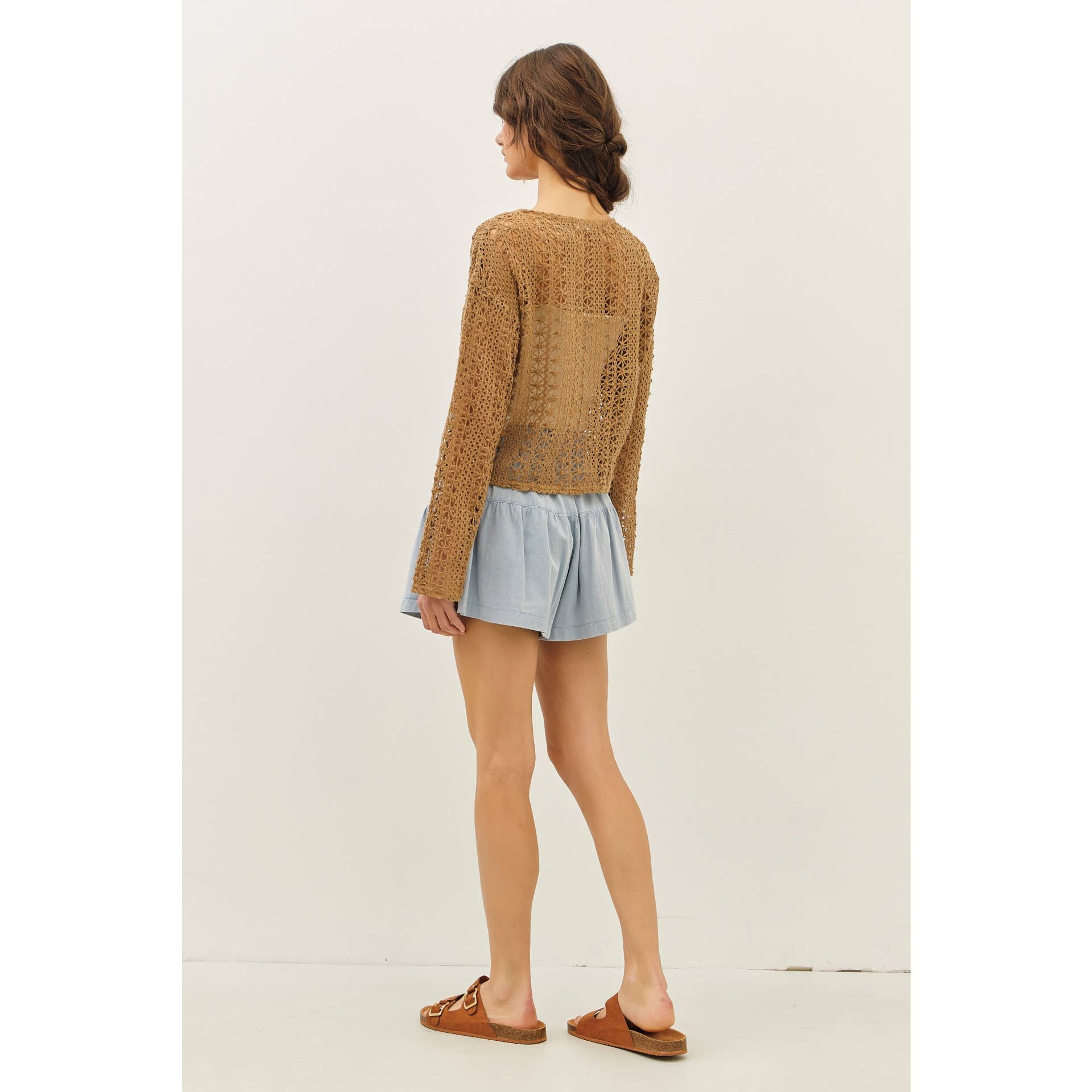 idem ditto – wholesale Shorts – Women’s – WASHED FLARE SHORTS WITH BACK ELASTIC WAISTBAND19