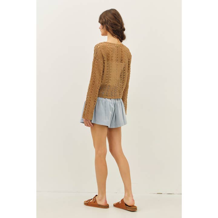 idem ditto – wholesale Shorts – Women’s – WASHED FLARE SHORTS WITH BACK ELASTIC WAISTBAND19