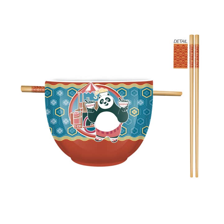 Silver Buffalo - Wholesale Bowl - Kung Fu Panda 20oz Ceramic Ramen Bowl with Chopsticks