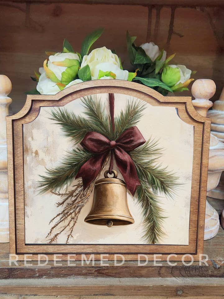 Art encadré de cloche de Noël provinciale pour la vente par Redeemed Decor