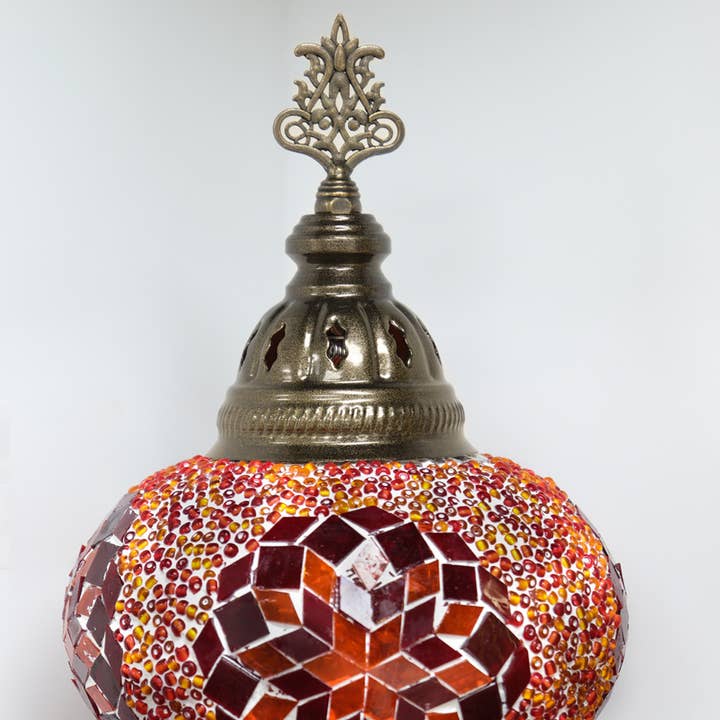 Natures Artifacts Inc - Wholesale Accent/Desk Lamp - Turkish Table Lamp with Handmade Red Mosaic Glass