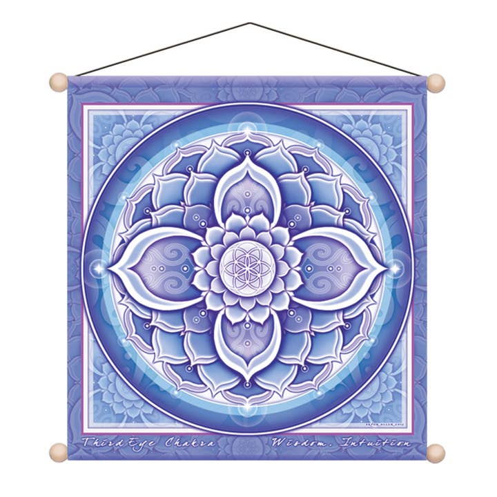 15" X 15" Banner Meditation Chakra Third Eye for wholesale by Mandala Arts